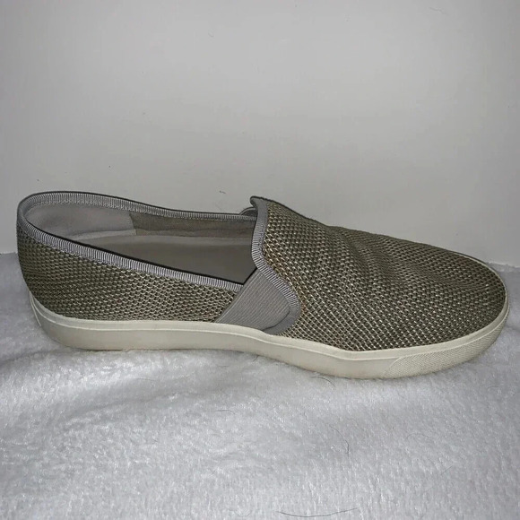 Vince Blair Women's 8 Shoes Gray Taupe Slip-On Sneakers Woven Fabric Texture - Picture 12 of 16
